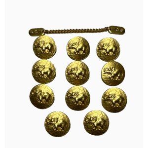 Escada Margaretha Ley 11 Gold Tone Elephant Buttons Trunk Up Germany .75 Inches